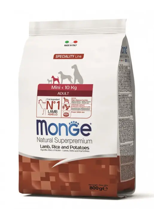 Monge Dog Mini Adult Monoprotein Lamb with Rice and Potatoes 0,8 kg