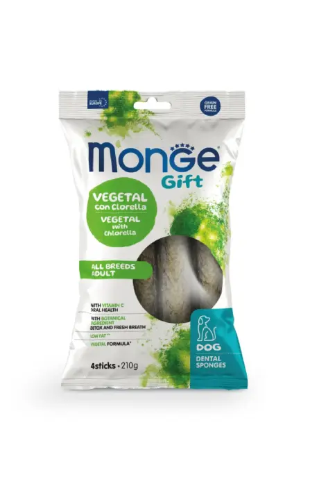 Monge Dog Gift Dental Sponges All Breeds Adult Vegetal with Chlorella 210 g