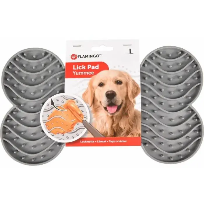 Flamingo LICK PAD YUMMEE SILICONE BONE GREY L 29,8CM
