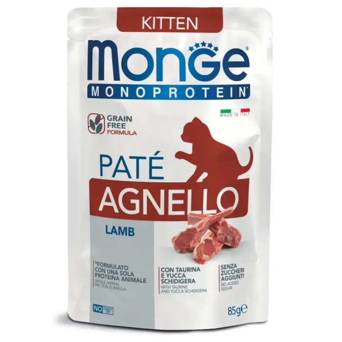Monge Cat Monoprotein Pouch Kitten Pate Lamb 85 g