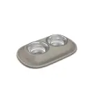 Double soft bowl-holder with INOX bowl inside cm. 31 x 20 x 3,5 h, different colors — Foto 2