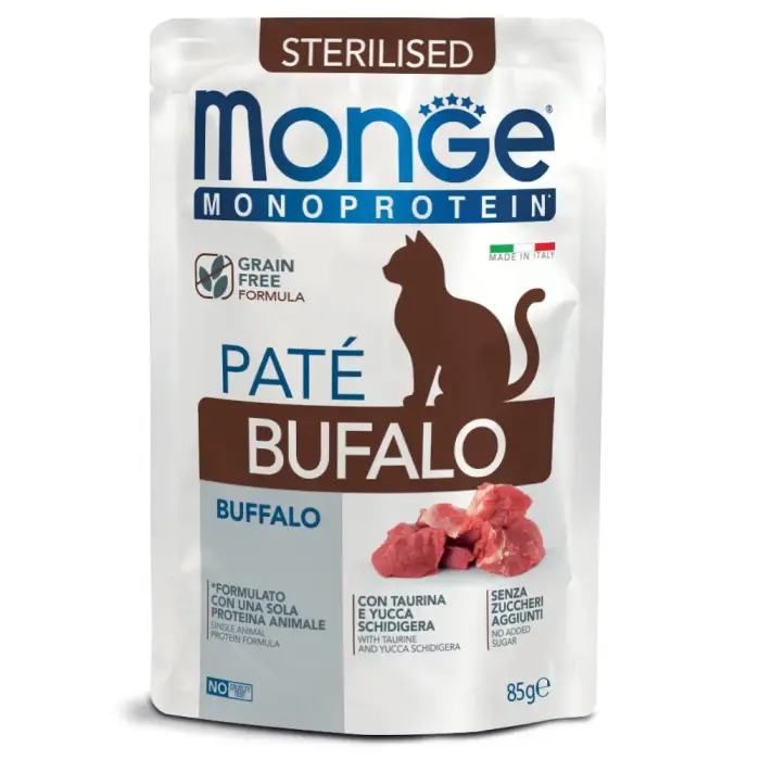 Monge Cat Monoprotein Pouch Sterilised Pate Buffalo 85 g