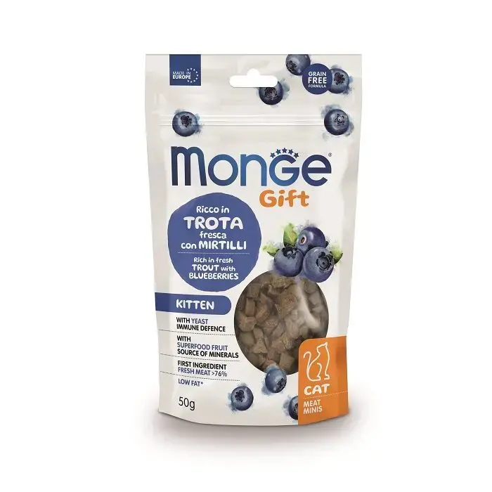 Monge Cat Gift Meat Minis Kitten Rich in Fresh Trout with Blueberries 50 g
