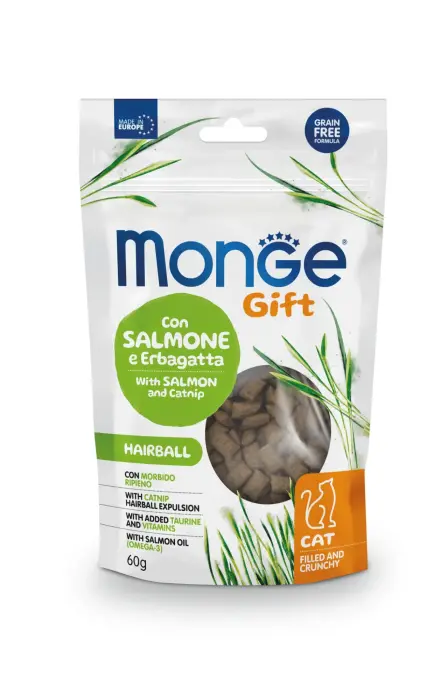 Monge Cat Gift Filled and Crunchy Hairball Adult with Salmon and Catnip 60 g