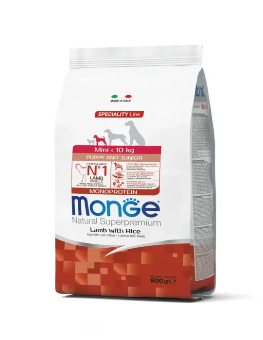 Monge Dog Mini Puppy and Junior Monoprotein Lamb with Rice 0,8 kg