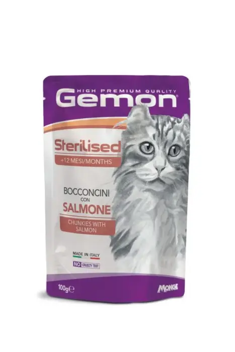 Gemon Cat Pouch Sterilised Chunkies with Salmon 100 g