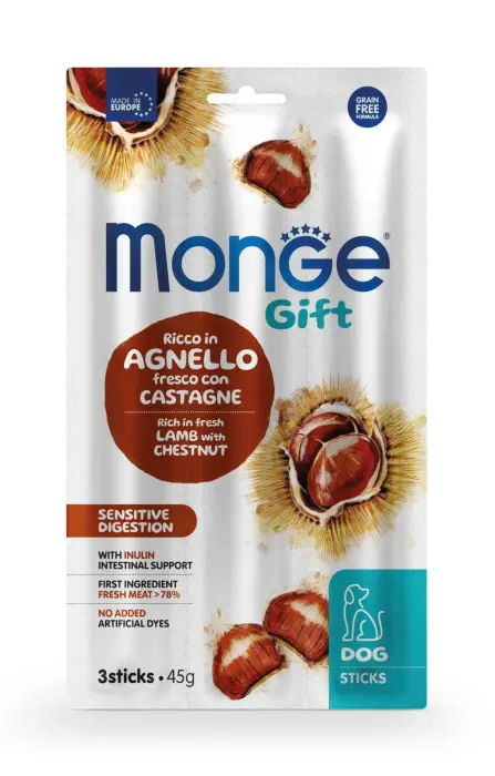 Monge Dog Gift Sticks Sensitive Digestion Rich in Fresh Lamb with Chestnut 45 g