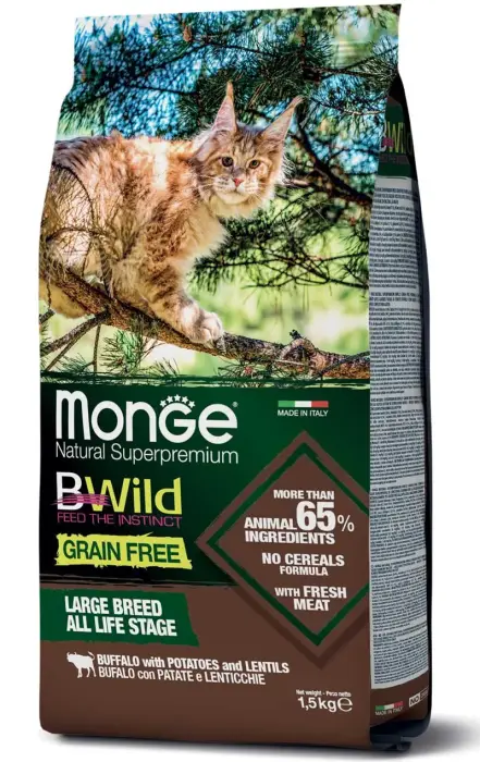 Monge Cat BWild Grain Free Large Breed All Life Stage Buffalo with Potatoes and Lentils 1,5 kg