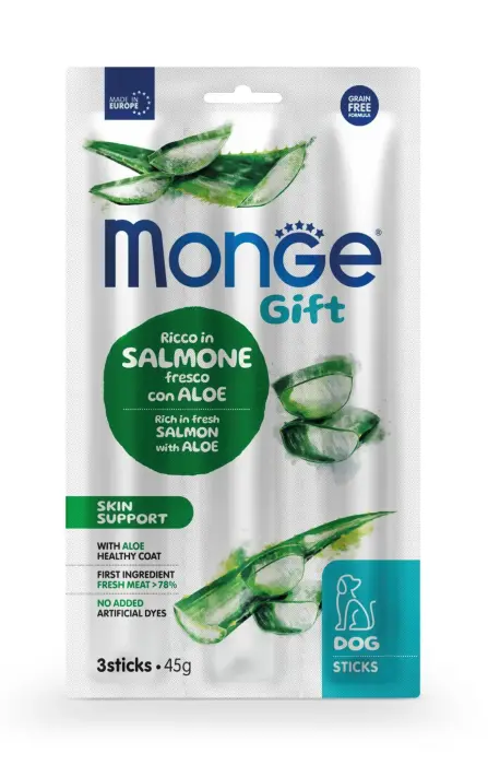 Monge Dog Gift Sticks Skin Support Rich in Fresh Salmon with Aloe 45 g