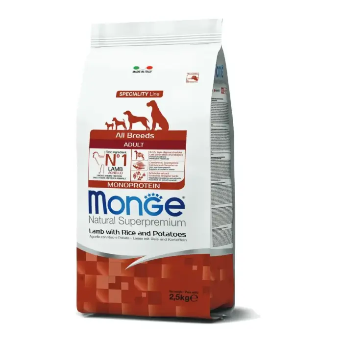 Monge Dog All Breeds Adult Monoprotein Lamb with Rice and Potatoes 2,5 kg