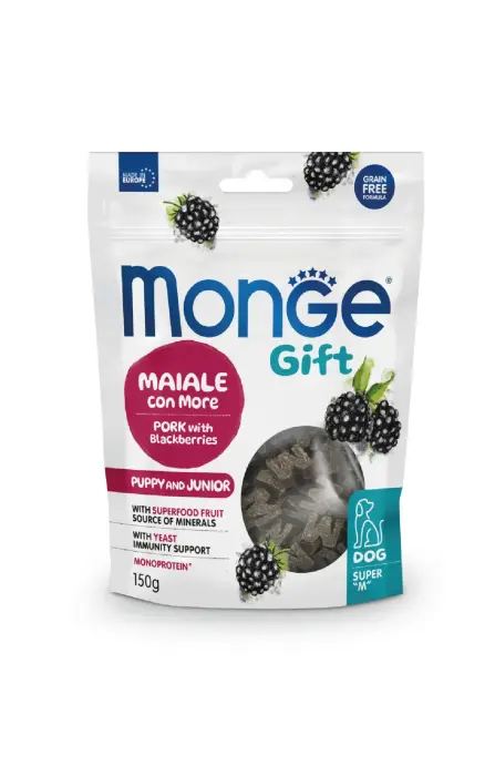Monge Dog Gift Super M Puppy And Junior Pork with Blackberries 150 g