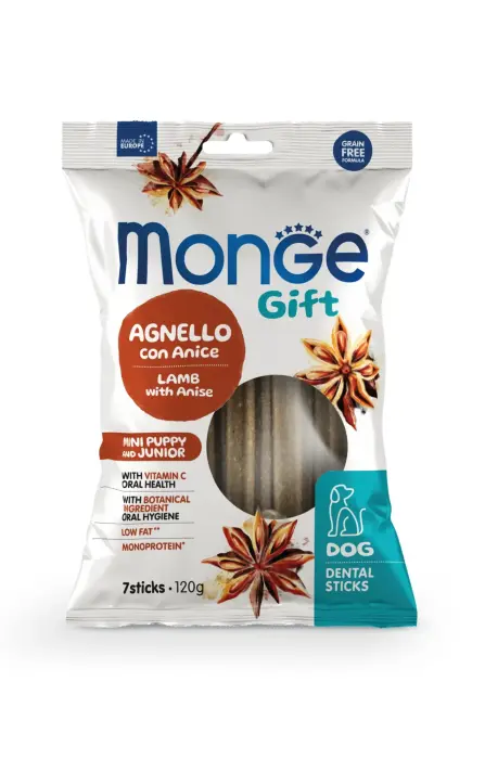 Monge Dog Gift Dental Sticks Mini Puppy and Junior Lamb with Anise 120 g