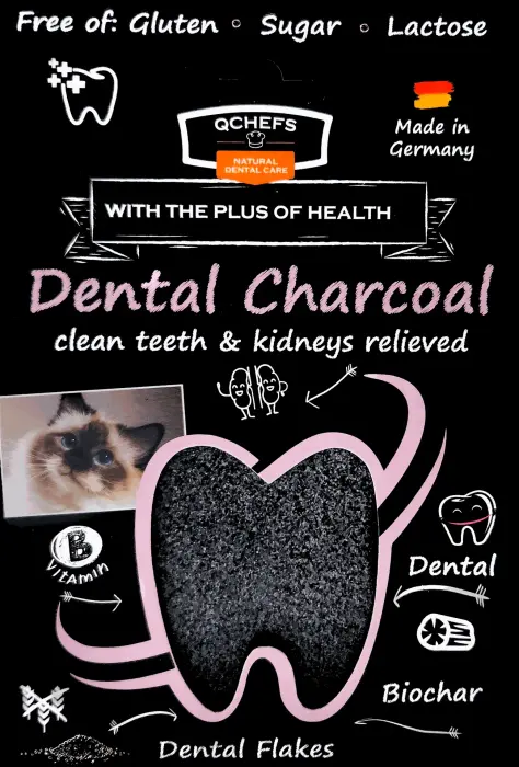 QCHEFS Papildbarība ar aktīvo ogli Dental Charcoal kaķiem 70gr