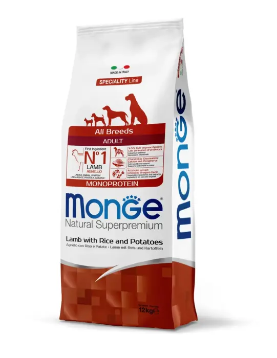 Monge Dog All Breeds Adult Monoprotein Lamb with Rice and Potatoes 12 kg