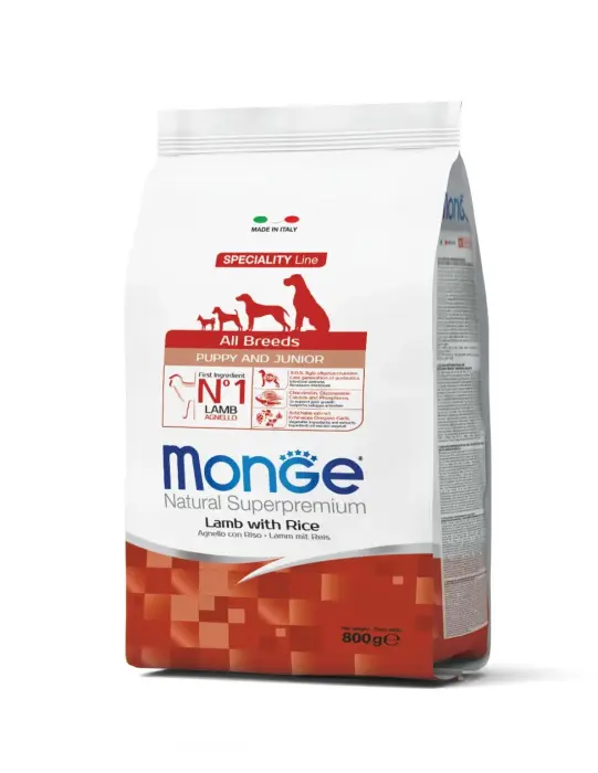 Monge Dog All Breeds Puppy and Junior Lamb with Rice 0,8 kg