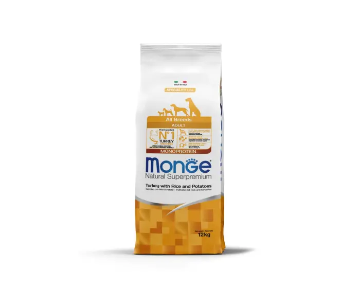 Monge Dog All Breeds Adult Monoprotein Turkey with Rice and Potatoes 12 kg