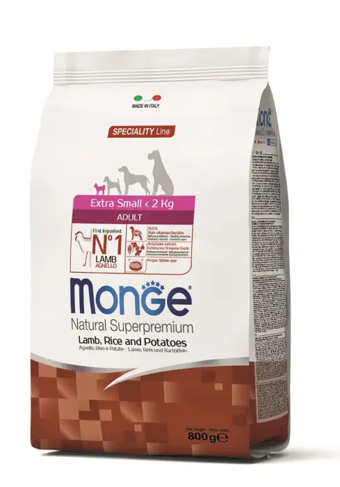 Monge Dog Extra Small Adult Lamb with Rice and Potatoes 0,8 kg