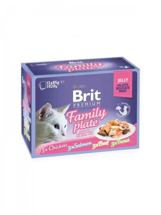 Brit Care Cat Delicate Pouch Fillets in Jelly Family Plate 1020 g (12x85 g)