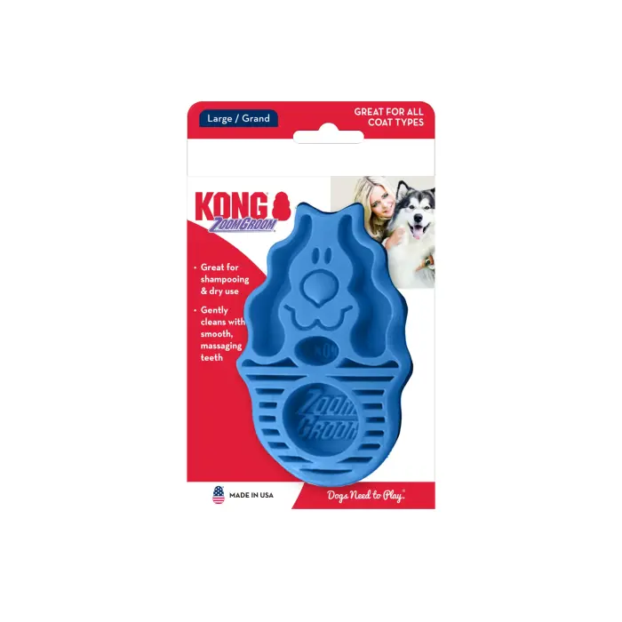 KONG ZoomGroom Boysenberry Large - suka apmatojuma kopšanai