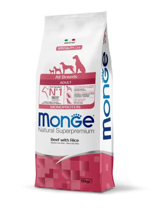 Monge Dog All Breeds Adult Monoprotein Beef with Rice 12 kg